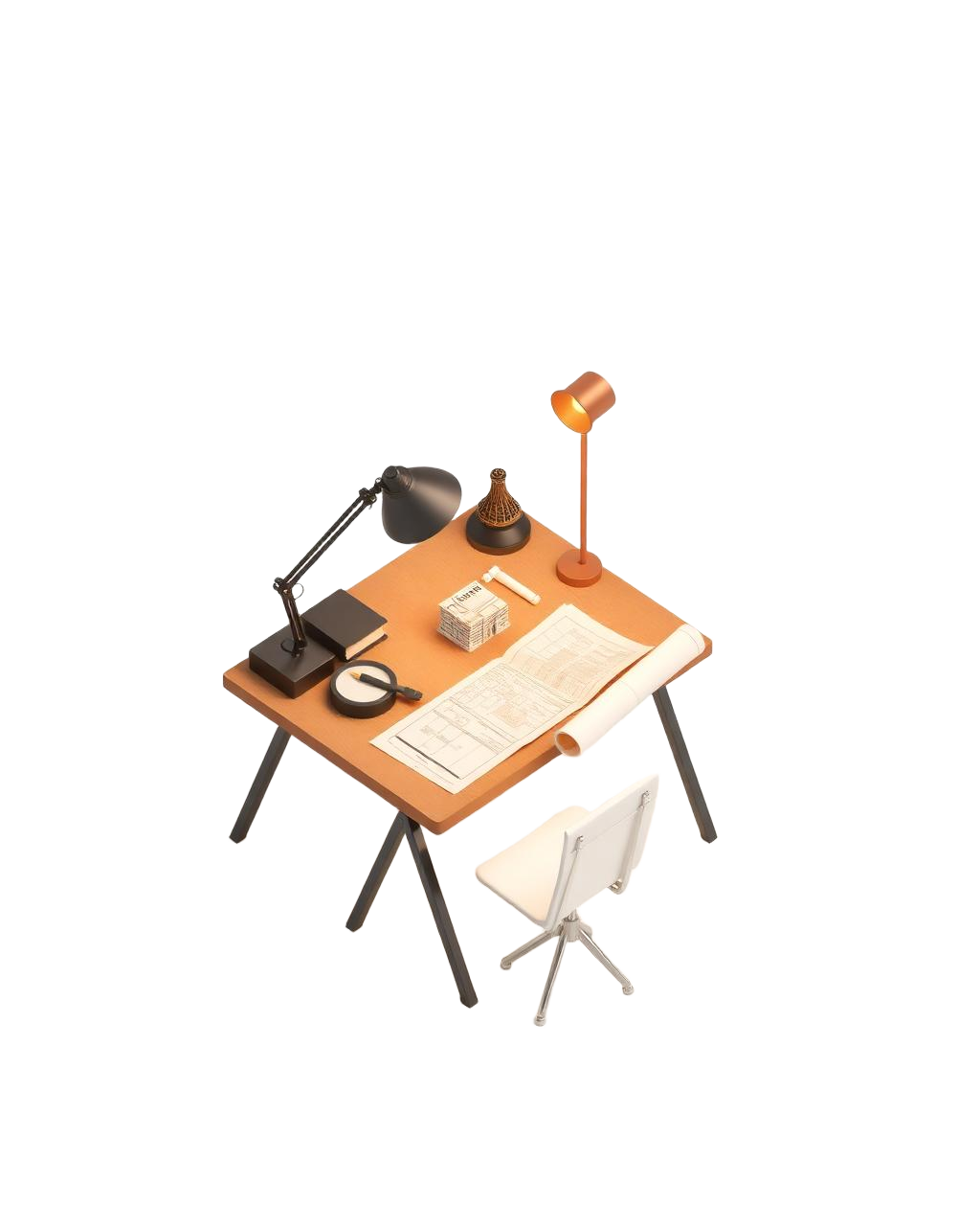 Isometric architect studio desk