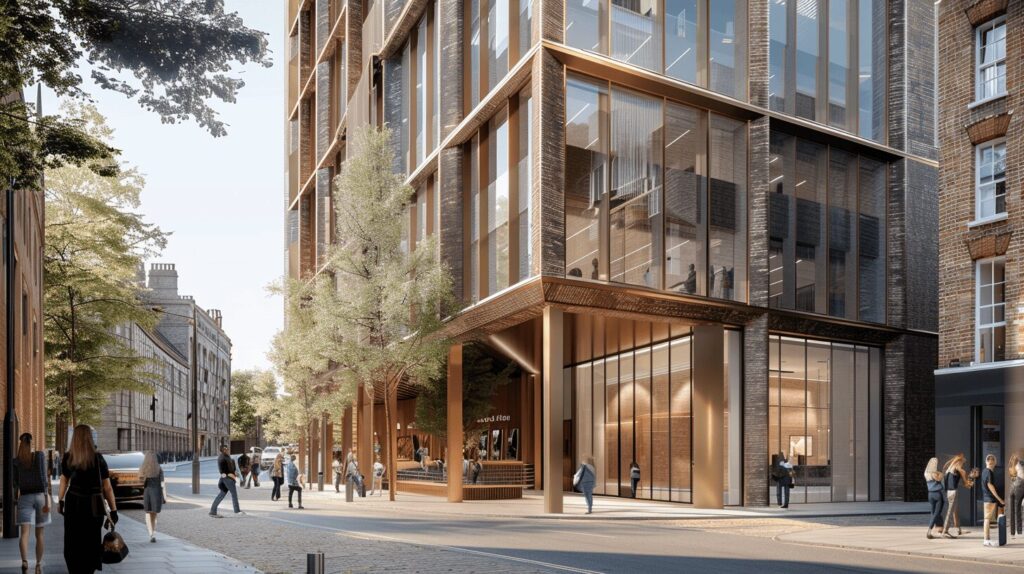 DOR Architects urban_mixed-use building textured brick bronze